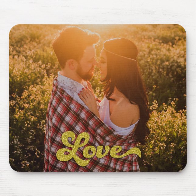 Benutzerdefiniertes Foto mit goldener Liebe Mousepad (Vorne)