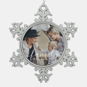 Benutzerdefiniertes Foto mit individuelle Name Schneeflocken Zinn-Ornament