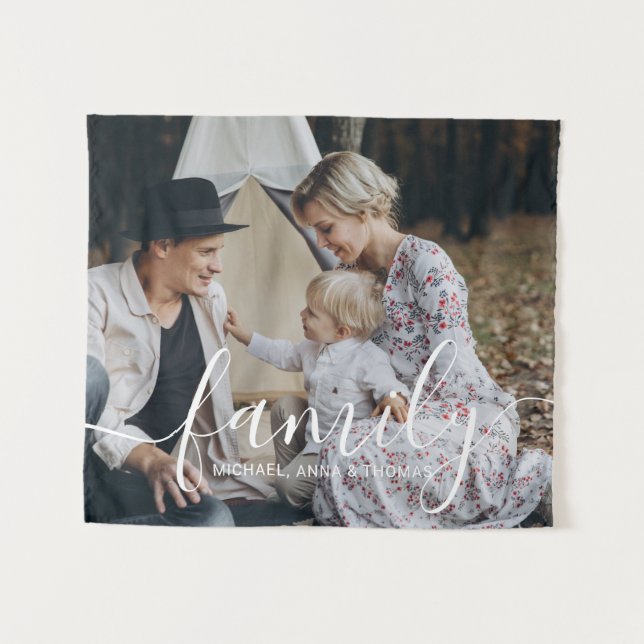 Benutzerdefiniertes Foto mit individuelle Name Wandteppich (Vorderseite (Horizontal))