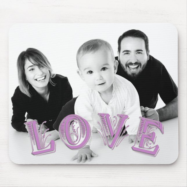 Benutzerdefiniertes Foto mit LIEBE Typografie-Over Mousepad (Vorne)