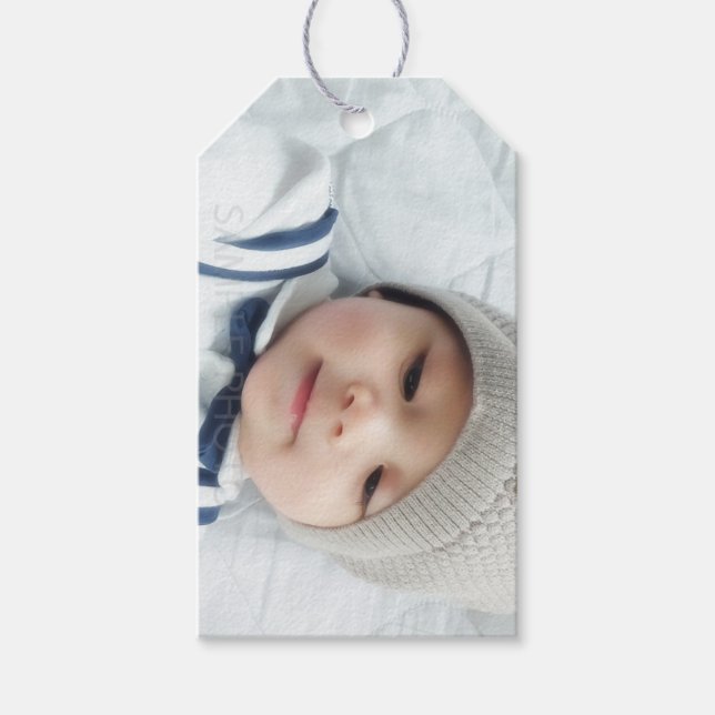 Benutzerdefiniertes Foto mit Monogramm und Name Geschenkanhänger (Vorderseite)