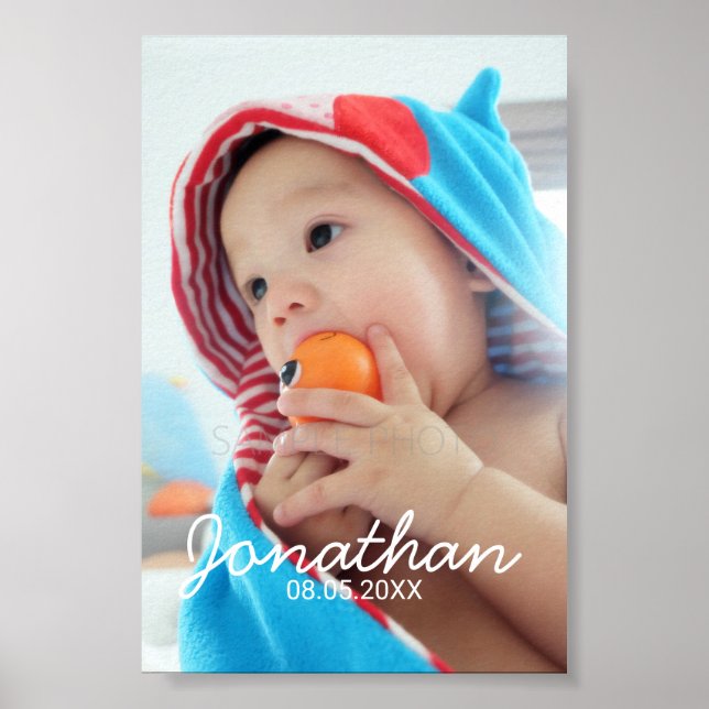 Benutzerdefiniertes Foto mit Name und Datum Poster (Vorne)