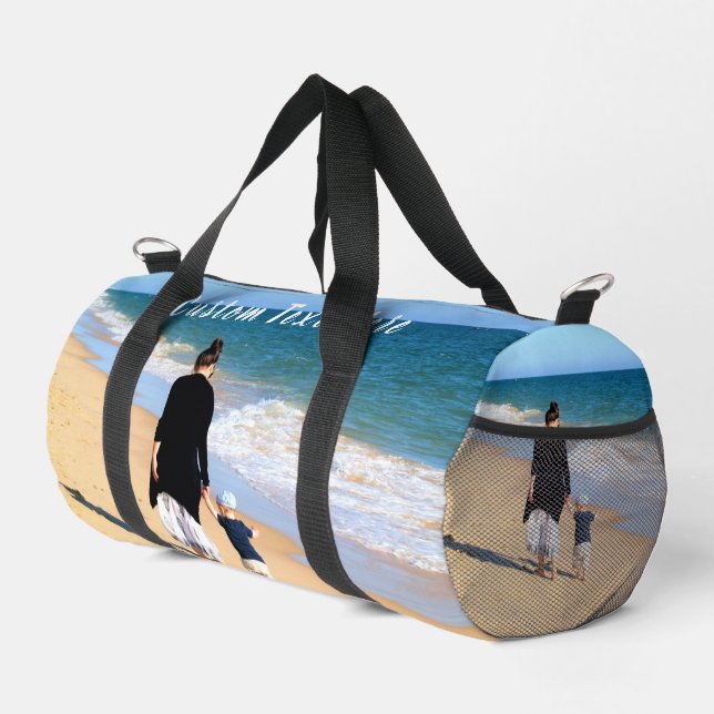Benutzerdefiniertes Foto mit Personalisiertem Text Duffle Bag (Rechte Ecke)