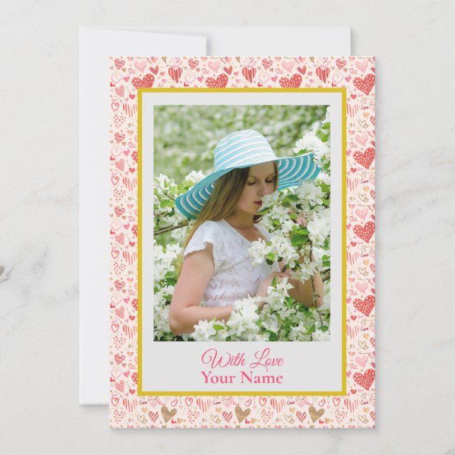 Benutzerdefiniertes Foto mit rosa Liebe Herz (Vorderseite)