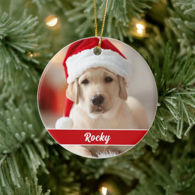 Benutzerdefiniertes Foto mit Skriptmonogramm, Weih Keramik Ornament (Baum)