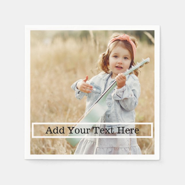 Benutzerdefiniertes Foto mit Text Serviette (Vorderseite)