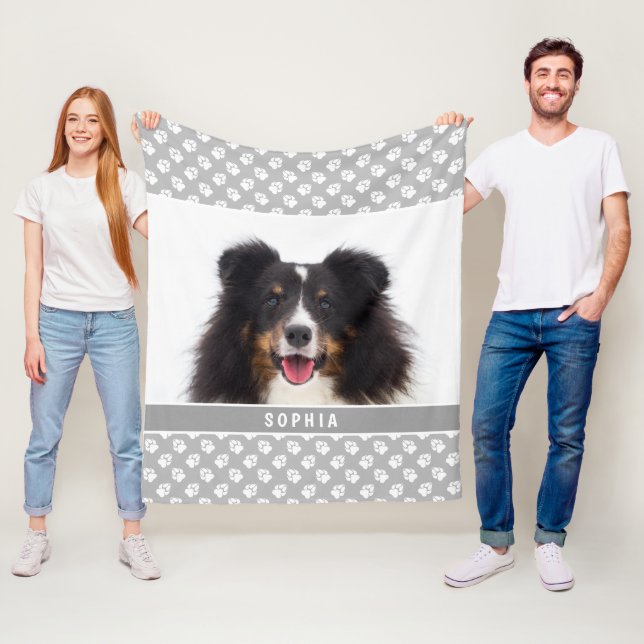 Benutzerdefiniertes Foto mit weißen Pasten auf Gra Fleecedecke (Beispiel)