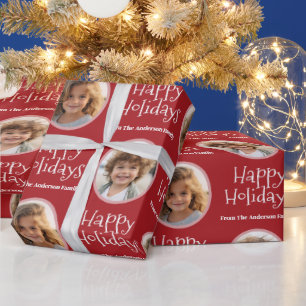 Benutzerdefiniertes Foto mit Whimsical Happy Holid Geschenkpapier