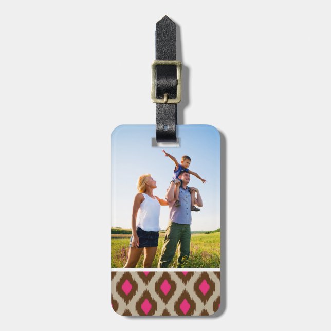 Benutzerdefiniertes Foto Modern ikat Muster Gepäckanhänger (Vorderseite vertikal)