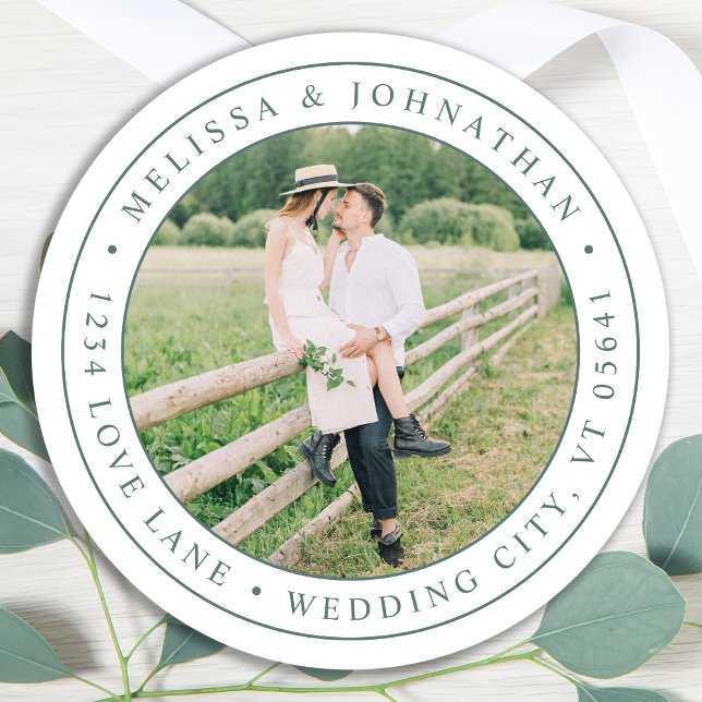 Benutzerdefiniertes Foto Moderne Elegante Rücksend Runder Aufkleber (Von Creator hochgeladen)