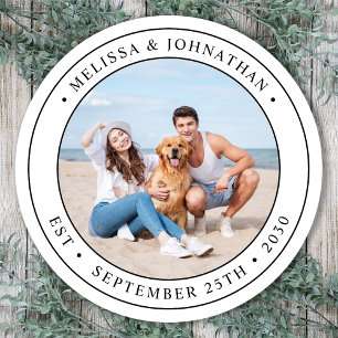 Benutzerdefiniertes Foto Moderne Hochzeit Runder Aufkleber