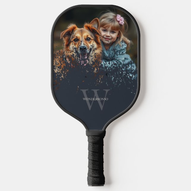 Benutzerdefiniertes Foto Monogramm Pickleball Schläger (Vorderseite)
