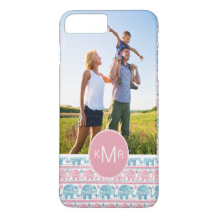 Benutzerdefiniertes Foto & Monogramm Rosa & Türkis Case-Mate iPhone Hülle