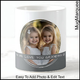 Benutzerdefiniertes Foto & Nachricht Weiß & Grau C Kaffeetasse