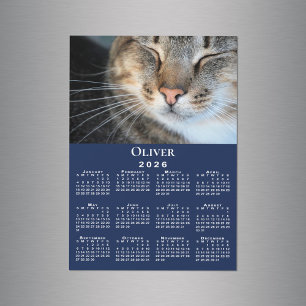 Benutzerdefiniertes Foto Name 2026 Kalender Navy M Magnetkarte