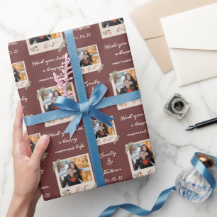 Benutzerdefiniertes Foto/Name/Datum Braut und Hoch Geschenkpapier