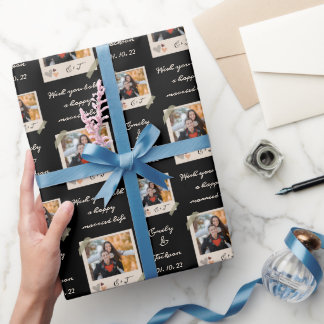 Benutzerdefiniertes Foto | Name | Hochzeitstag Geschenkpapier