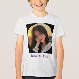 Benutzerdefiniertes Foto Name Text Personalisierte Tri-Blend Shirt