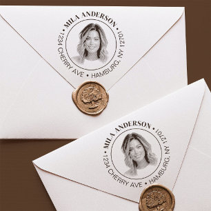 Benutzerdefiniertes Foto, Name und Holzadresse zur Gummistempel