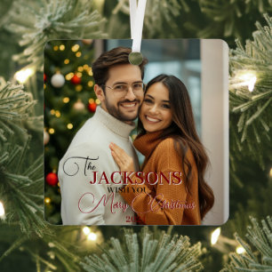 Benutzerdefiniertes Foto, Name und Text Weihnachte Ornament Aus Metall