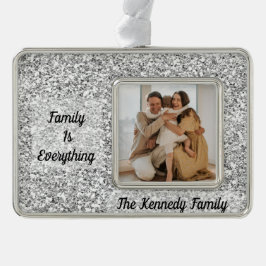 Benutzerdefiniertes Foto, Name und Zitat Silver Gl Rahmen-Ornament Silber