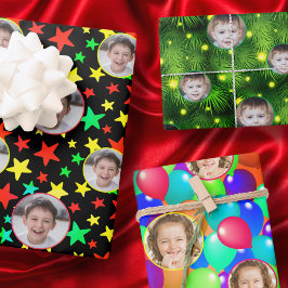 Benutzerdefiniertes Foto oder Logo Farbenfrohe Sta Geschenkpapier Set