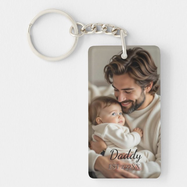 Benutzerdefiniertes Foto "PAPA" Modern Schlüsselanhänger (Vorderseite)
