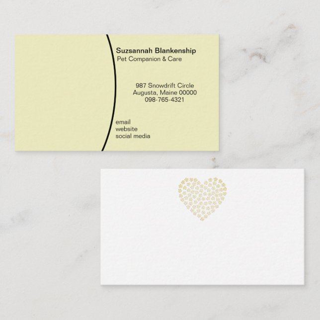 Benutzerdefiniertes Foto Pastellgelber Hintergrund Visitenkarte (Vorne/Hinten)