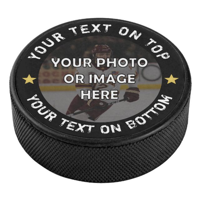 Benutzerdefiniertes Foto Personalisiert Text und F Eishockey Puck (3/4)