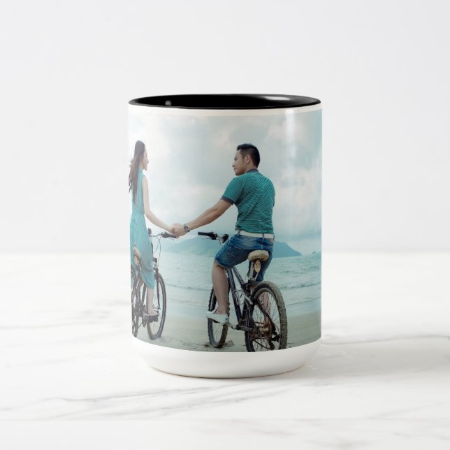 Benutzerdefiniertes Foto Personalisiert Zweifarbige Tasse (Mittel)