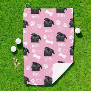 Benutzerdefiniertes Foto Pet Lover Pink Instagramm Golfhandtuch