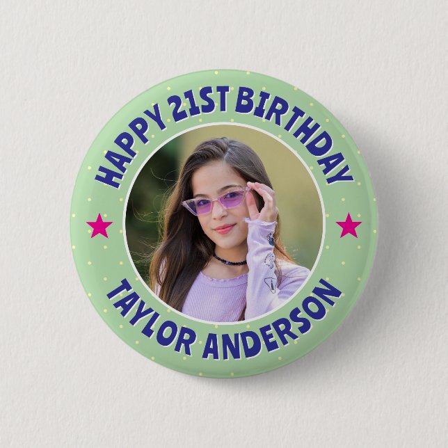 Benutzerdefiniertes Foto-Punktmuster Alles Gute zu Button (Vorderseite)