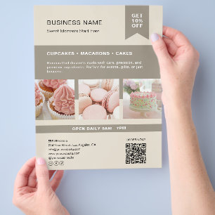 Benutzerdefiniertes Foto-QR-Bäckerei-Beige-Flyer Flyer