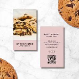 Benutzerdefiniertes Foto QR Code Rosa Bäckerei Visitenkarte