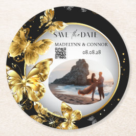 Benutzerdefiniertes Foto QR Code Schmetterling Sav Runder Pappuntersetzer