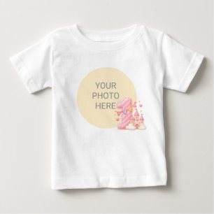 Benutzerdefiniertes Foto Rosa Ein Schloss Geburtst Baby T-shirt