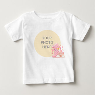 Benutzerdefiniertes Foto Rosa Ein Schloss Geburtst Baby T-shirt