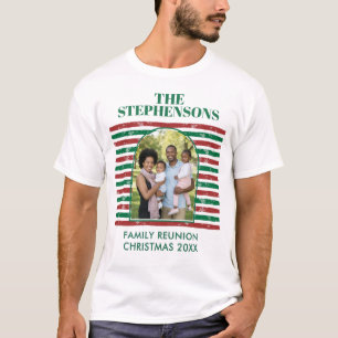 Benutzerdefiniertes Foto Rot Grün Gestreiftes Fami T-Shirt