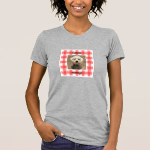 Benutzerdefiniertes Foto Rot-Weiß-Landhaus-Karo T-Shirt