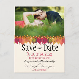 Benutzerdefiniertes Foto Save the Date Herbst läss Postkarte