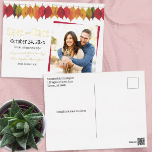 Benutzerdefiniertes Foto Save the Date Herbstleast Folie Einladungspostkarte
