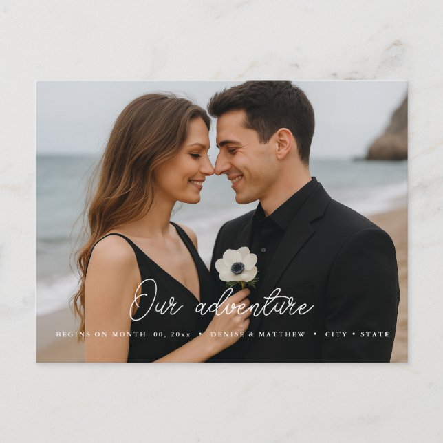 Benutzerdefiniertes Foto Save the Date Postkarte (Vorderseite)