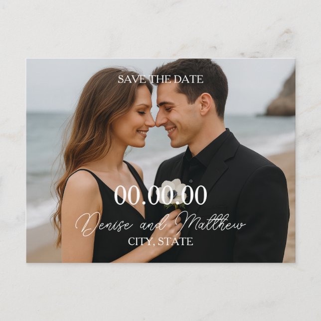 Benutzerdefiniertes Foto Save the Date Postkarte (Vorderseite)