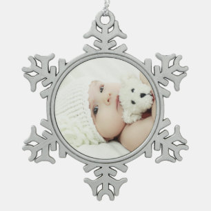 Benutzerdefiniertes Foto Schneeflocken Zinn-Ornament