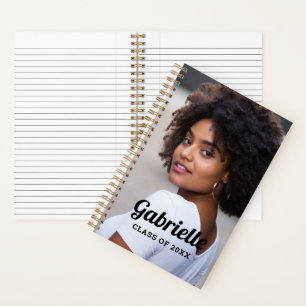 Benutzerdefiniertes Foto Schwarze Schrift Graduate Notizbuch