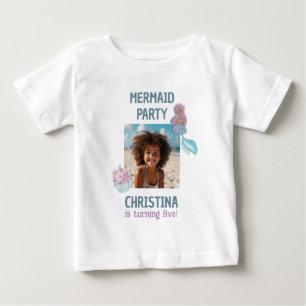 Benutzerdefiniertes Foto Schwarzes Mädchen Meerjun Baby T-shirt