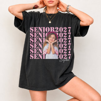 Benutzerdefiniertes Foto Senior 2027 Personalisier T-Shirt