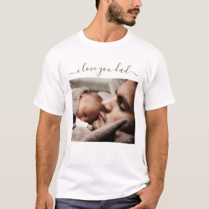 Benutzerdefiniertes Foto-Text Ich liebe dich Papa  T-Shirt