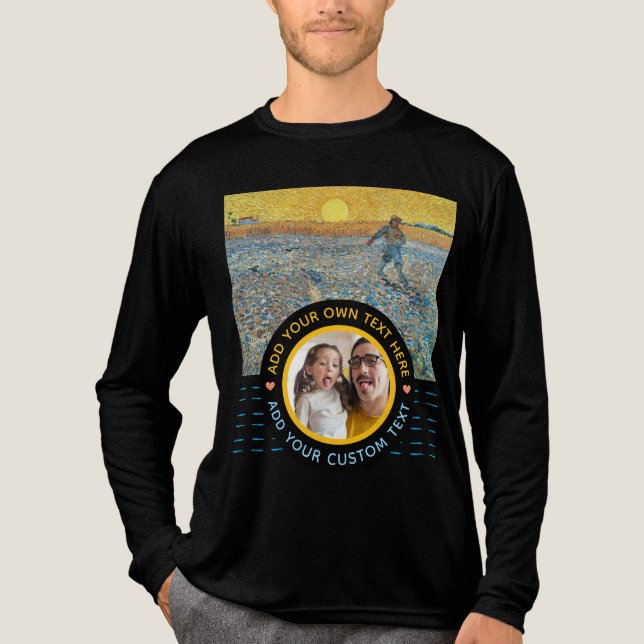 Benutzerdefiniertes Foto Text - Van Gogh Art Gebur Tri-Blend Shirt (Vorderseite)