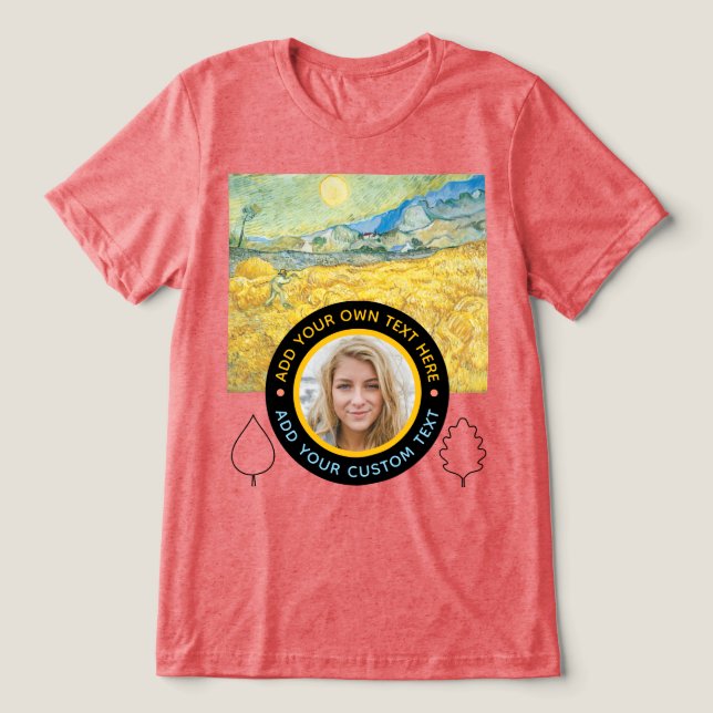 Benutzerdefiniertes Foto Text - Van Gogh Art Gebur Tri-Blend Shirt (Design Vorderseite)